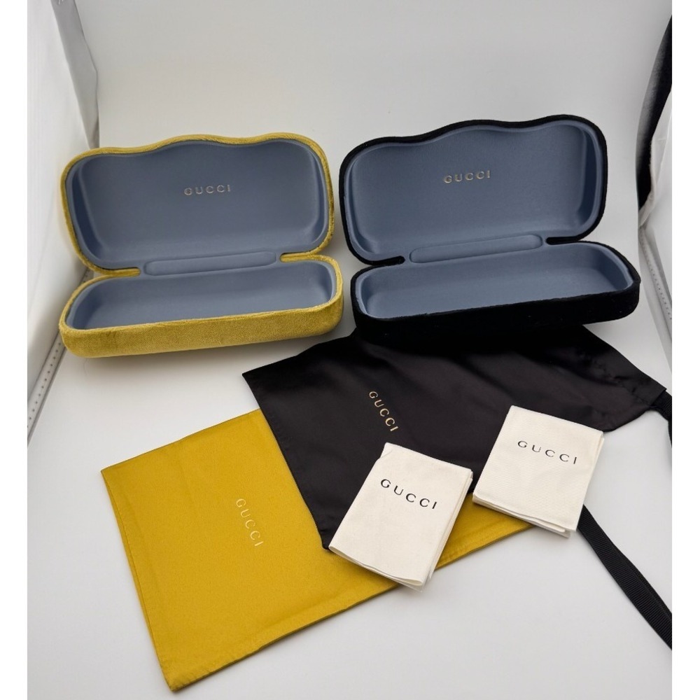 Gucci Sunglasses Case Set 2 Velvet‎ Hard Cases w Dust Bags & Cloth